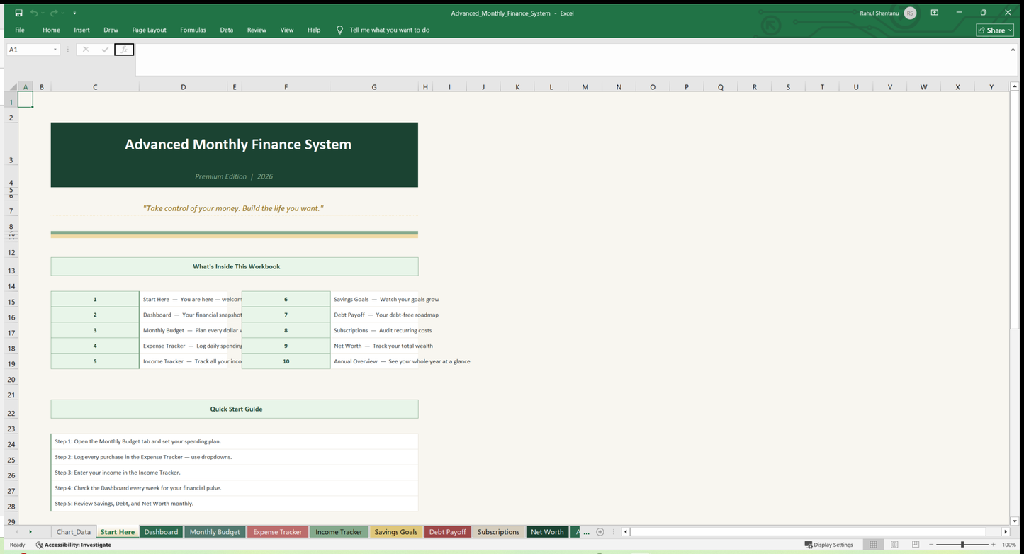 01 monthly budget dashboard Start
