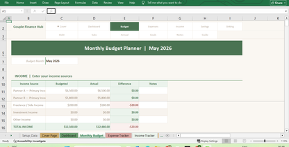 03 couple finance hub Monthly Budget