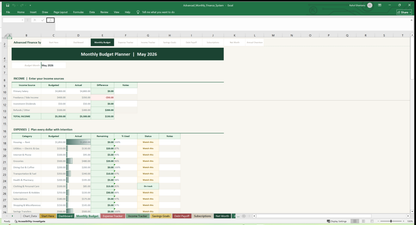 03 monthly budget dashboard Monthly