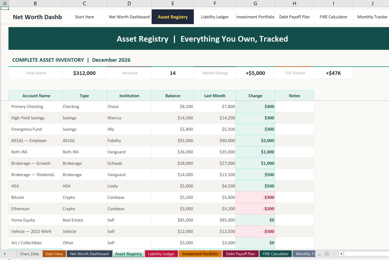 03 net worth dashboard Screenshot