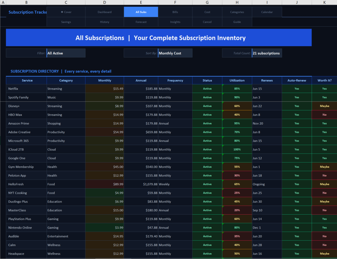 03 subscription tracker Screenshot