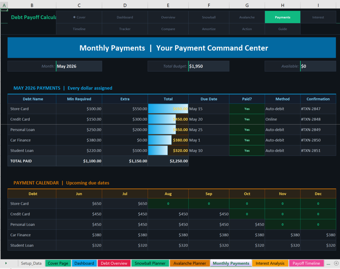 06 debt payoff calculator Screenshot