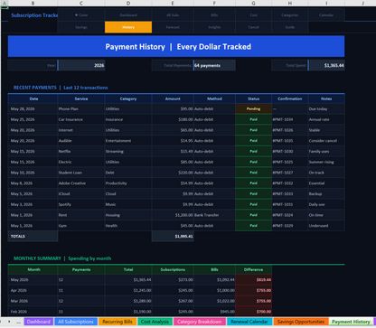 09 subscription tracker Screenshot