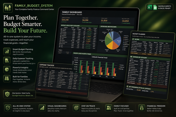 Family Budget System | Household Finance Tracker | Excel & Google Sheets
