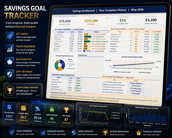 Savings Goal Tracker: Milestone & Emergency Fund Dashboard