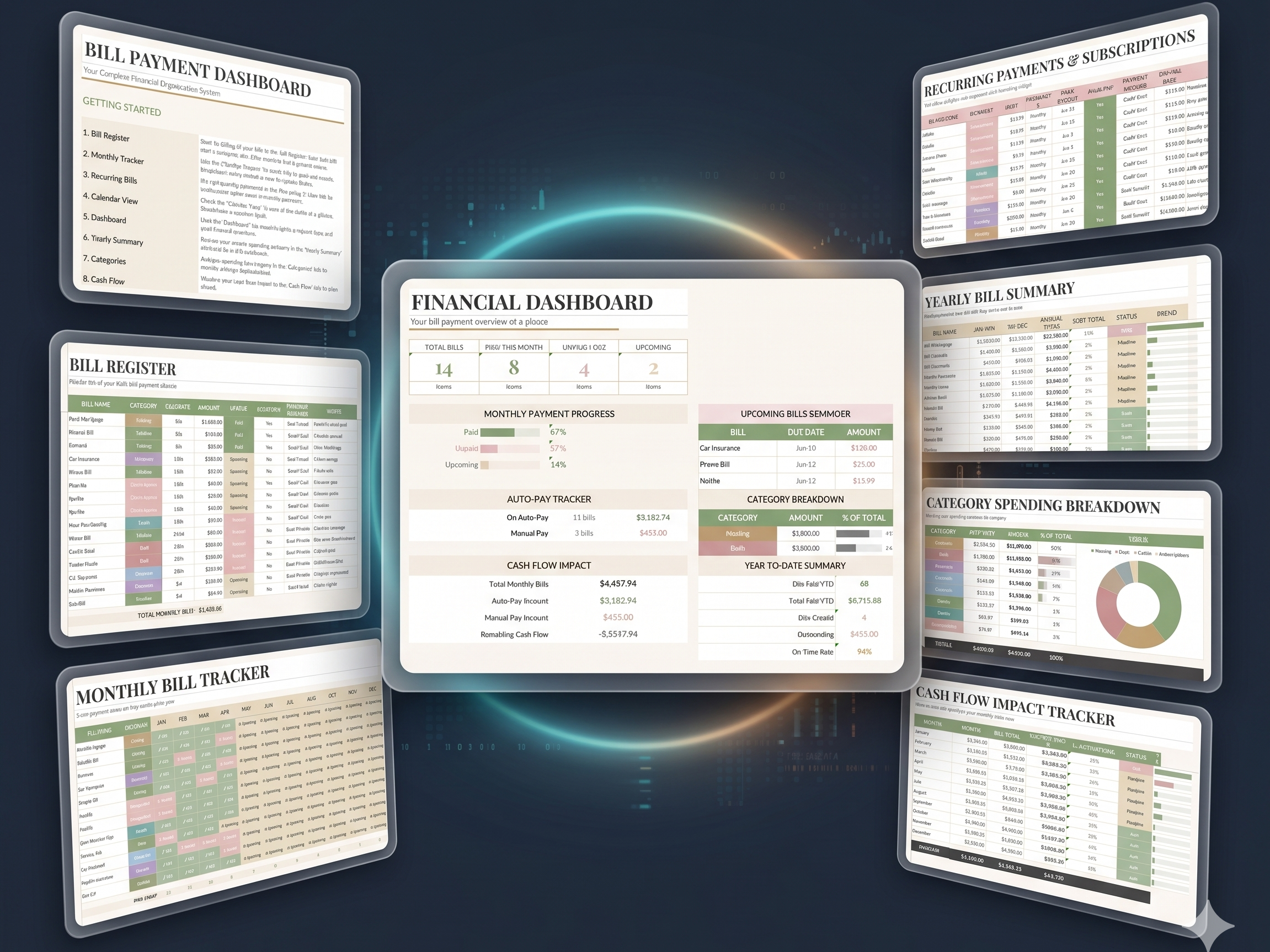 Bill Payment Tracker Dashboard | Excel & Google Sheets | Monthly Bill Organizer