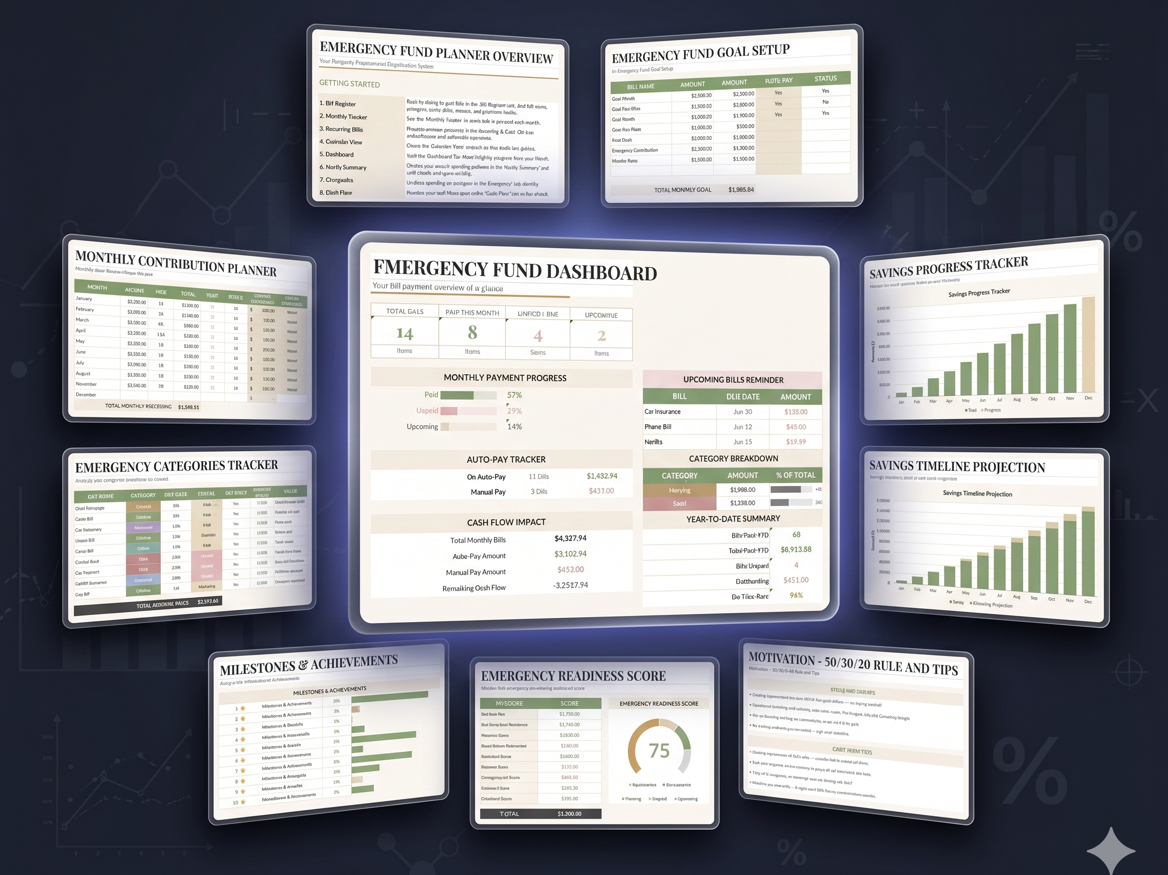 Emergency Fund Planner | Savings Goal Tracker | Excel & Google Sheets Template