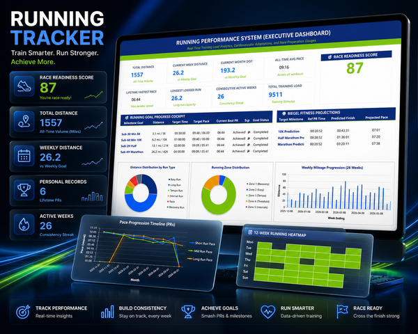 Running Tracker | Excel & Google Sheets | Run Log & Training Planner