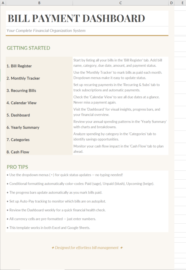 Bill Payment Tracker Dashboard Overview