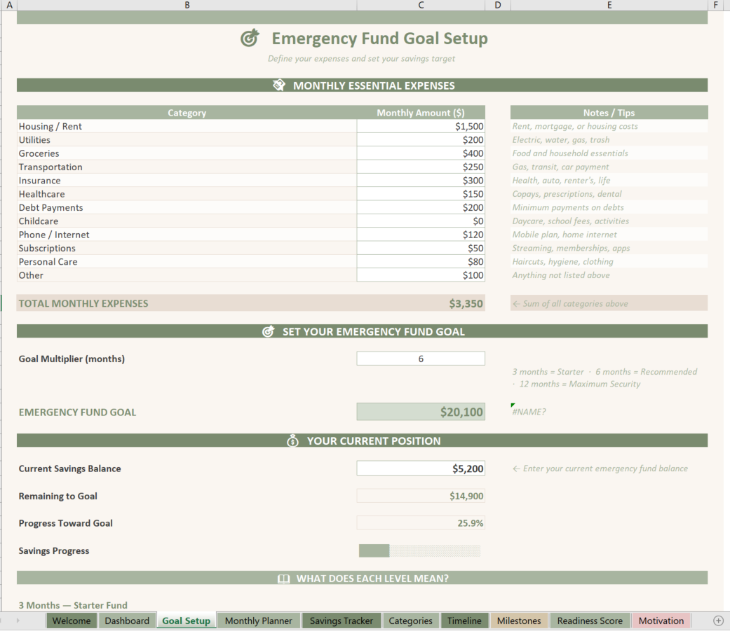 Monthly Savings Contribution Planner