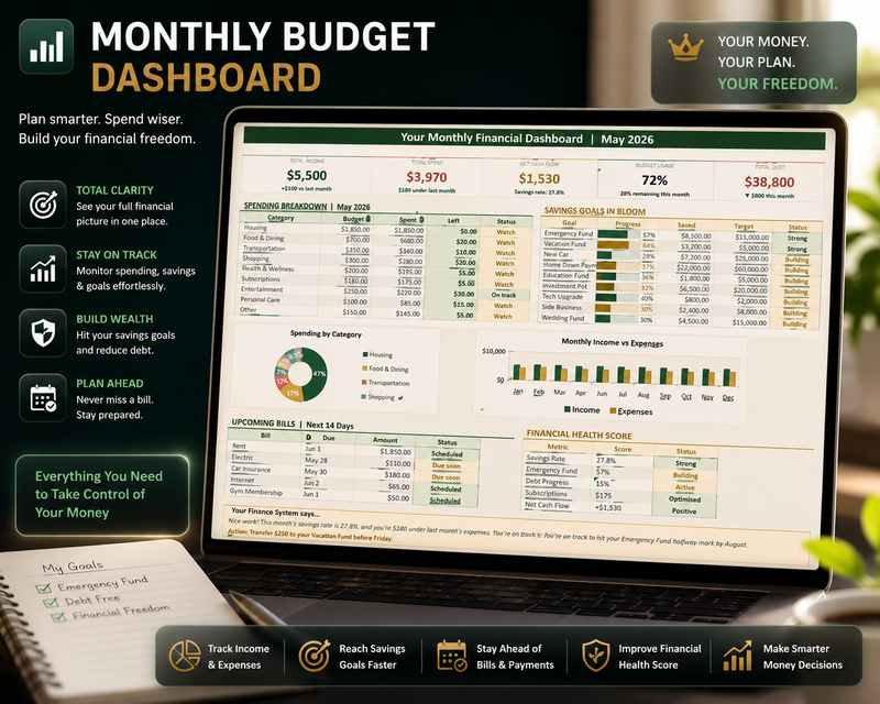Monthly Budget Dashboard preview